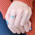 thumbnail image 1 of DA166 - High polished (no plating) Stainless Steel Ring with AAA Grade CZ in Sea Blue, 1 of 1