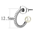 thumbnail image 1 of High polished (no plating) Stainless Steel Earrings with Synthetic Pearl in White for Women White Stone Color Style DA224, 1 of 2