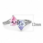 DA270 - High polished (no plating) Stainless Steel Ring with AAA Grade CZ  in Multi Color Size 6