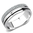 thumbnail image 1 of DA275 - High polished (no plating) Stainless Steel Ring with AAA Grade CZ in Clear, 1 of 1