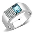 thumbnail image 1 of High polished (no plating) Stainless Steel Ring with Synthetic in Sea Blue for Women Style DA287, 1 of 5