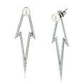 thumbnail image 1 of DA299 - High polished (no plating) Stainless Steel Earrings with Synthetic in White, 1 of 3