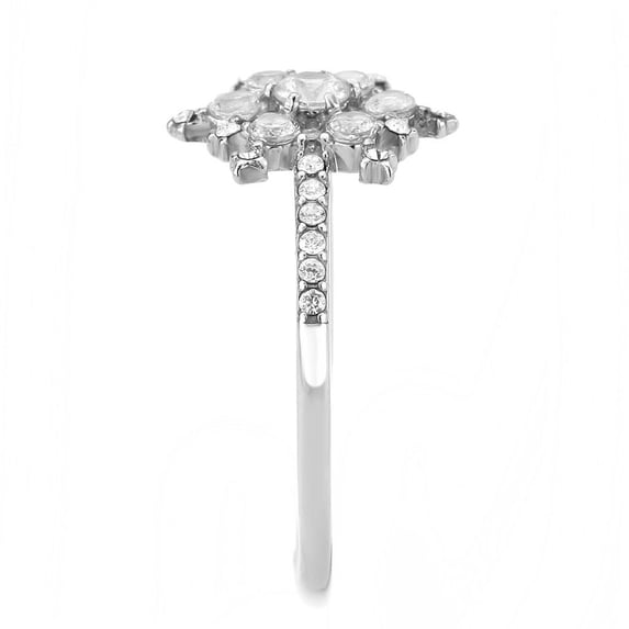 DA317 - No Plating Stainless Steel Ring with AAA Grade CZ in Clear