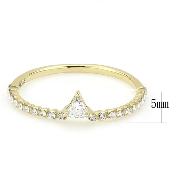 IP Gold(Ion Plating) Stainless Steel Ring with AAA Grade CZ in Clear for Women Style DA323