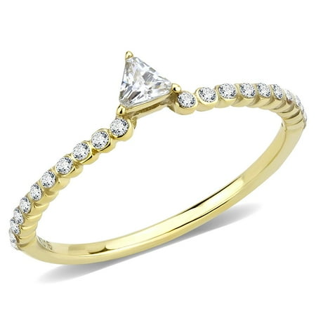 IP Gold(Ion Plating) Stainless Steel Ring with AAA Grade CZ in Clear for Women Style DA323