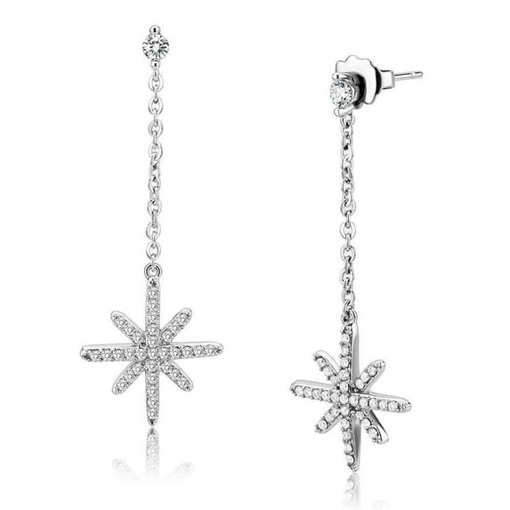 DA329 - No Plating Stainless Steel Earrings with AAA Grade CZ in Clear