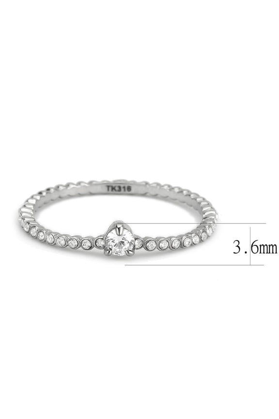 DA343 - No Plating Stainless Steel Ring with AAA Grade CZ in Clear