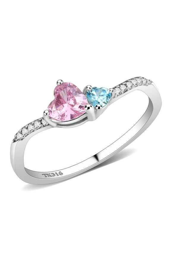 High polished (no plating) Stainless Steel Ring with AAA Grade CZ in Multi Color for Women Style DA384Q