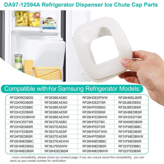 DA97-12594A Refrigerator Dispenser Ice Chute Cap and Gasket Assembly for Refrigerator RF28HFEDTSR RF28HMEDBSR