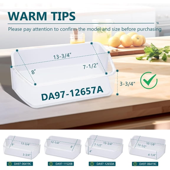 DA97-12657A Refrigerator Replacement Shelves(Left)for Door Shelf Replacement,Fridge Door Shelf Replacement Parts RF260BEAESR,RF261BEAESR,RF262BEAESR,PS4176661,AP5621270(2 Pack)