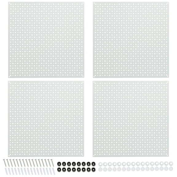 DAANXW 4 Pack 16" Steel Pegboard Tool Organization Panels,1/8" and 1/4" Universal Pegboard (White)