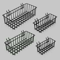 DAANXW Heavy Duty Steel Pegboard Baskets Set,Suitable for 1/4" Pegboard Holes, (4pcs) (Black)