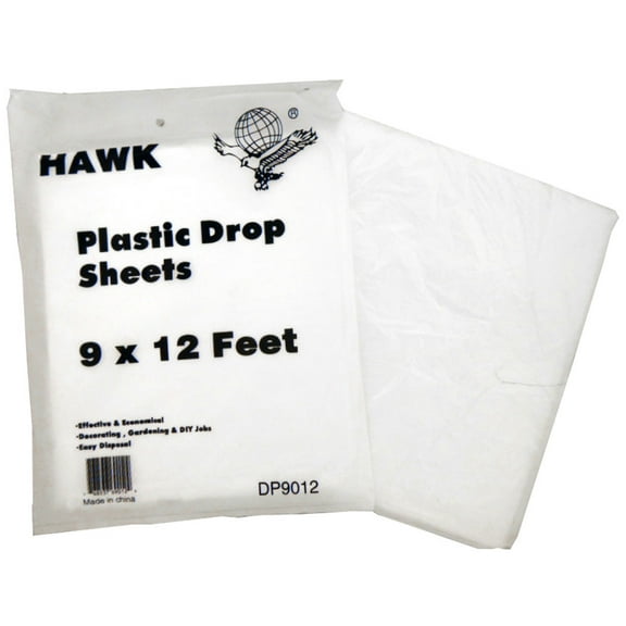 DAB (2 Pack) Disposable Plastic Dropcloth | 9' x 12' (2.7 m x 3.7 m) | Leak-Proof & Lightweight | Indoor & Outdoor Use