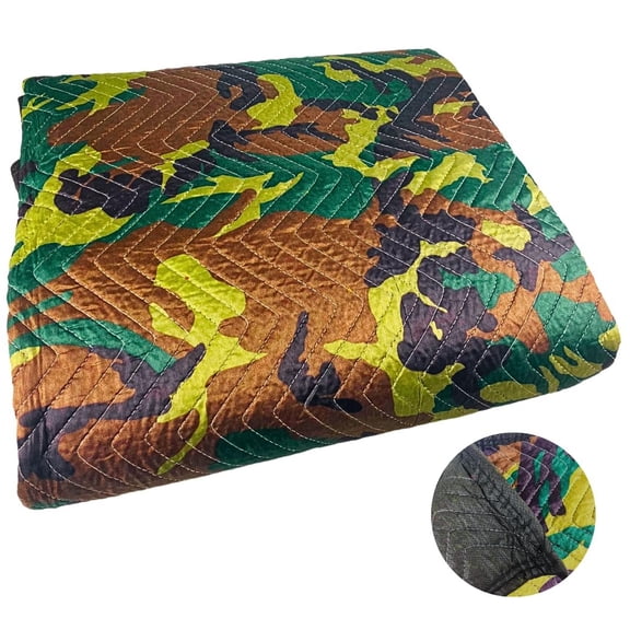 DAB 72" 183 cm x 80" 203 cm  Camouflage Print Moving Blanket  Lightly Padded  Polyester  Machine Washable  Versatile Use for Indoors and Outdoors  Quilt-Style Stitching