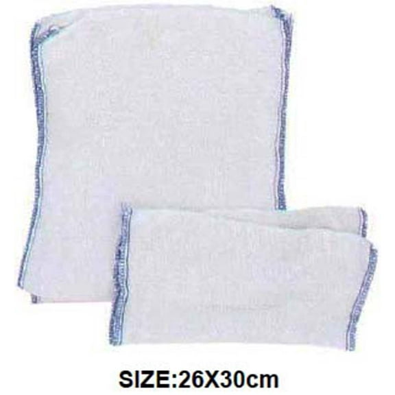 DAB Dish Cloths | Set of 6 | 26 x 30 cm (10.2" x 11.8") Each | Gentle Fabric with Superior Absorbency | White with Blue Trimming | Machine Wash & Dry