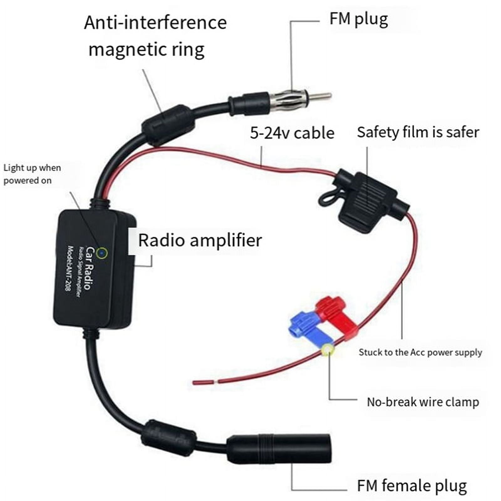 DAB/FM/AM Radio Antenna Signal Amplifier with Loop 12V Active