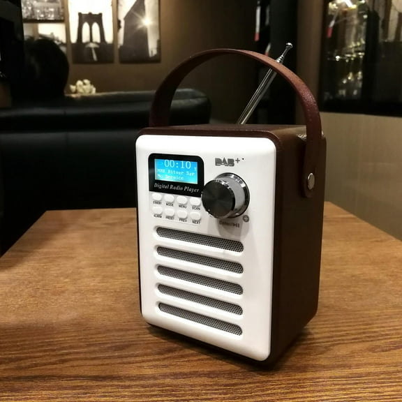 DAB Player Stereo Retro Digital Radio Handsfree Portable Rechargeable Wood MP3 USB Audio LCD Display