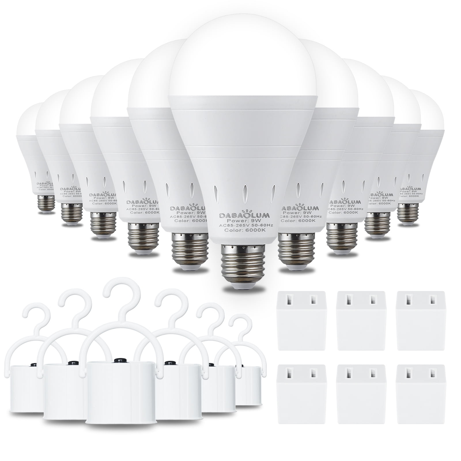 DABAOLUM 10Pcs Rechargeable Light Bulbs, Emergency Light Bulbs 9W (60W
