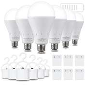 DABAOLUM Rechargeable Light Bulbs, 9W 6000KEmergency Light Bulbs, 1200mAh Battery Operated Light Bulbs E26/27 with Hook,6pcs