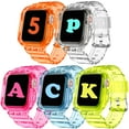 thumbnail image 1 of DABAOZA Bands Compatible for Apple Watch Band 38mm 40mm 41mm with Case Bumper Men Women Girls Clear Sports Band for iWatch Series 8 7 SE 6 5 4 3 2 1?Clear/Blue/Yellow/Orange/Pink), 1 of 7