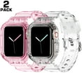 thumbnail image 1 of DABAOZA Bands Compatible for Apple Watch Band 38mm 40mm 41mm with Case Bumper Men Women Girls Clear Sports Band for iWatch Series 9 8 7 SE 6 5 4 3 2 1（Clear+ClearPink ), 1 of 7