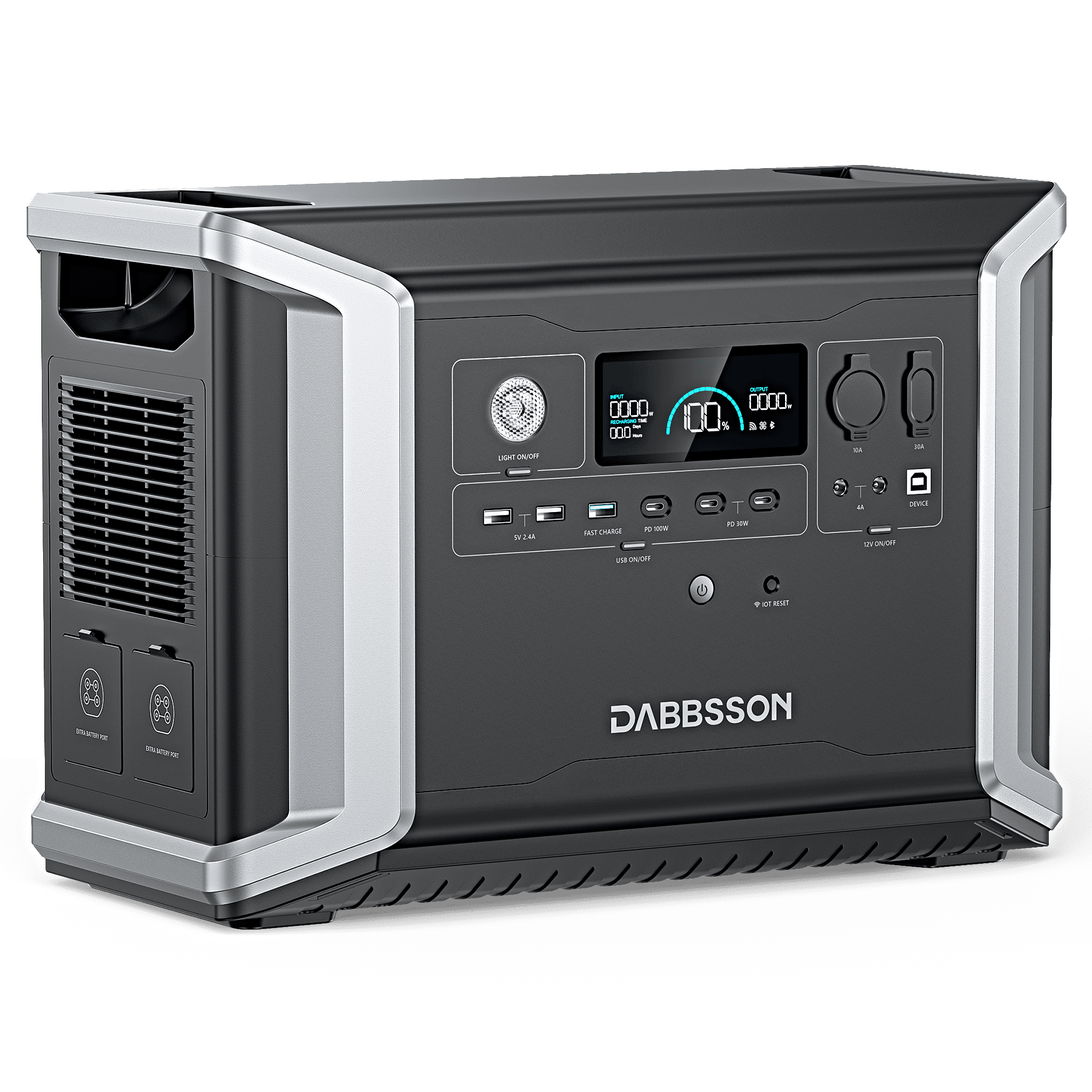 DABBSSON 12" Portable Power Station 2200W - 4 AC Output 2330Wh LiFePO4 battery Generator for Emergency, RV, Off-Grid