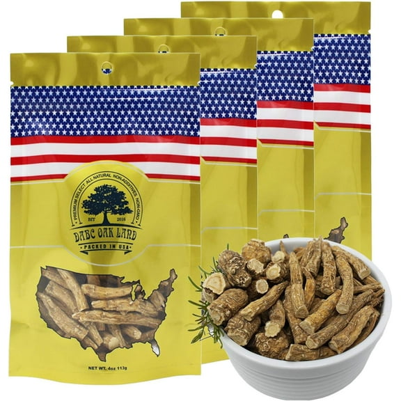 DABC OAK LAND American Ginseng Slices from Wisconsin (Sliced Ginseng Root Wisconsin Grown!Most People Use It to Make Ginseng Tea! Good for Health! (American Ginseng Large Branch, 4 Packs of 1 Pound)