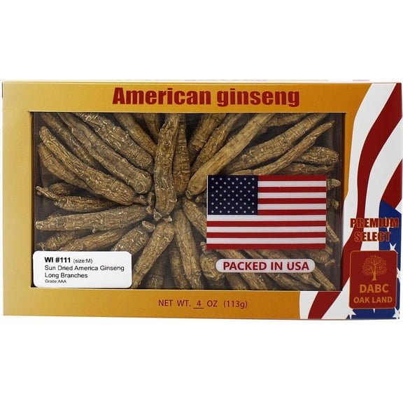 DABC OAK LAND DOL 4OZ=113g/Box Hand-Selected Cultivated American Wisconsin Farmed Ginseng Root | Long Medium 4OZ=113g