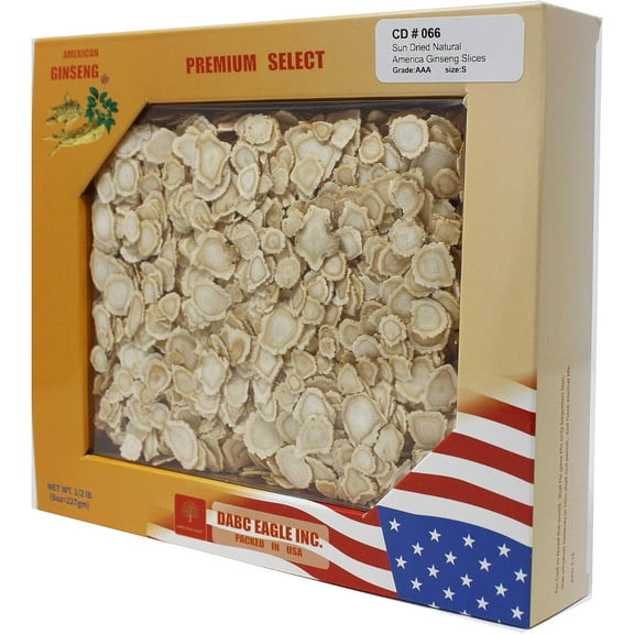 DABC OAK LAND DOL American Ginseng Slices from Wisconsin (Sliced Ginseng Root Wisconsin Grown!Most People Use It to Make Ginseng Tea! Good for Health! 8OZ/Box