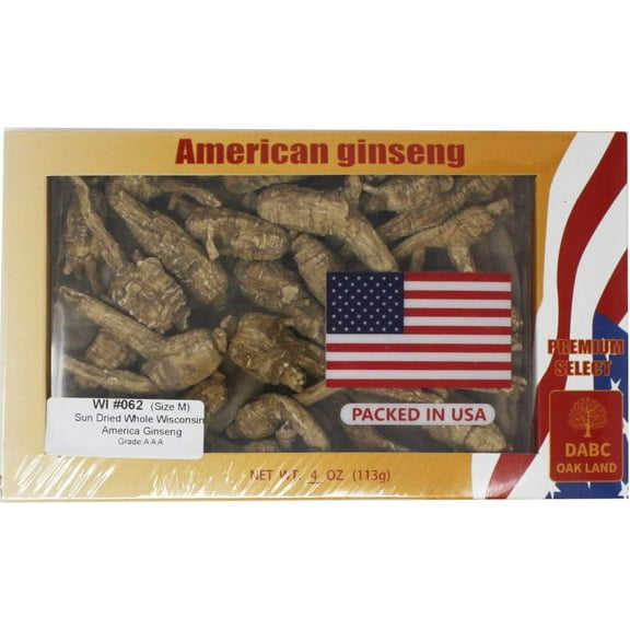 DABC OAK LAND DOL Hand-Selected American Wisconsin Farmed Ginseng Root | Cultivated Wisconsin American Ginseng (Medium 4oz/Box)