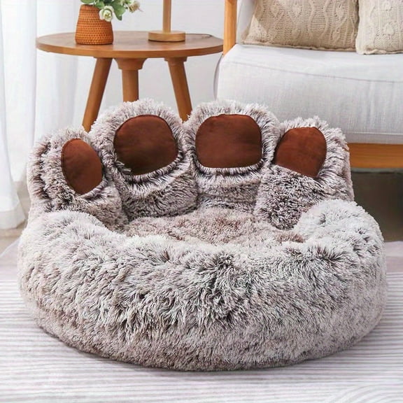 DABEI Cute Bear Paw Shape Dog Bed & Cat Bed, Calming Donut Dog Bed, Warming Cozy Soft Dog Round Bed, Plush Dog Cat Cushion Bed