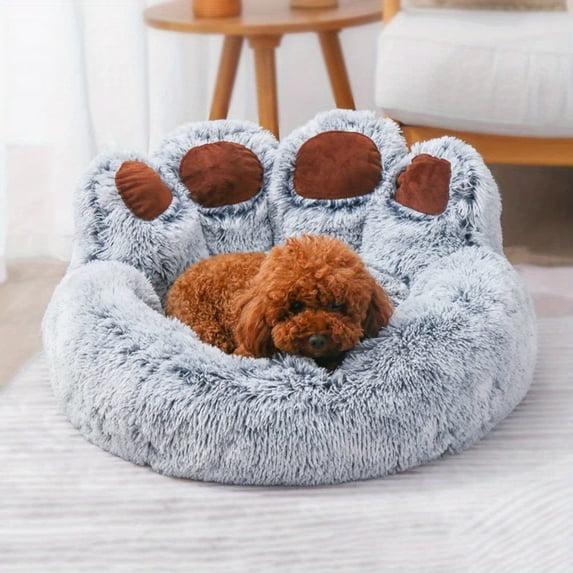 DABEI Cute Bear Paw Shape Dog Bed & Cat Bed, Calming Donut Dog Bed, Warming Cozy Soft Dog Round Bed, Plush Dog Cat Cushion Bed