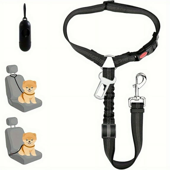 DABEI Heavy Duty Dog Seat Belt Nylon Retractable Seatbelts Adjustable Pet Vehicle Safety Hook Latch Elastic Durable Car Harness For Small Medium Large Dog