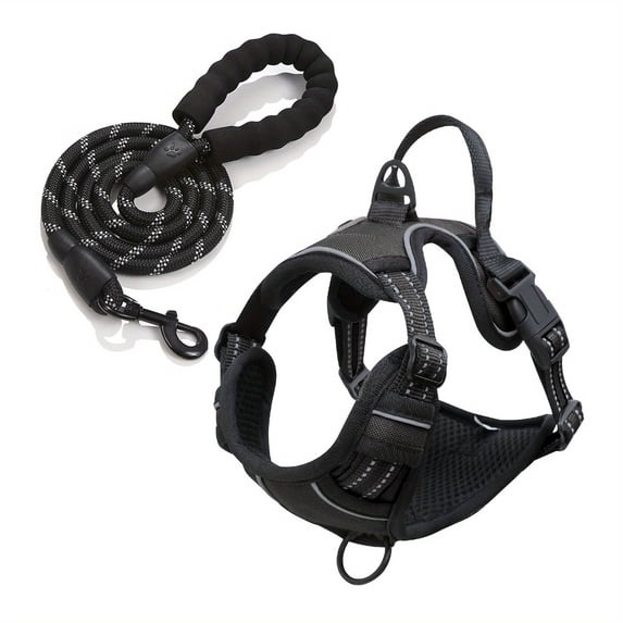 DABEI ISafe and Stylish Reflective Dog Harness and Leash Set for Nighttime Walks