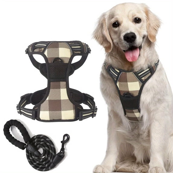 DABEI ISafe and Stylish Reflective Dog Harness and Leash Set for Nighttime Walks