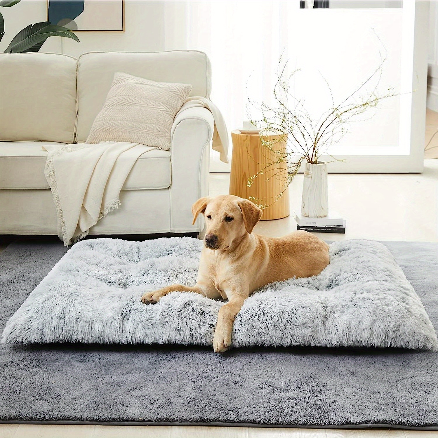 DABEI Plush Large Dog Bed for Comfortable Sleep and Anxiety Relief - Washable Kennel Mat with Non-Slip Bottom