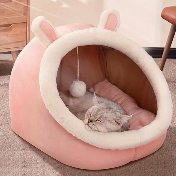 DABEI Cozy Cat Cave Bed: Soft & Warm Kitten House Tent With Washable Cushion