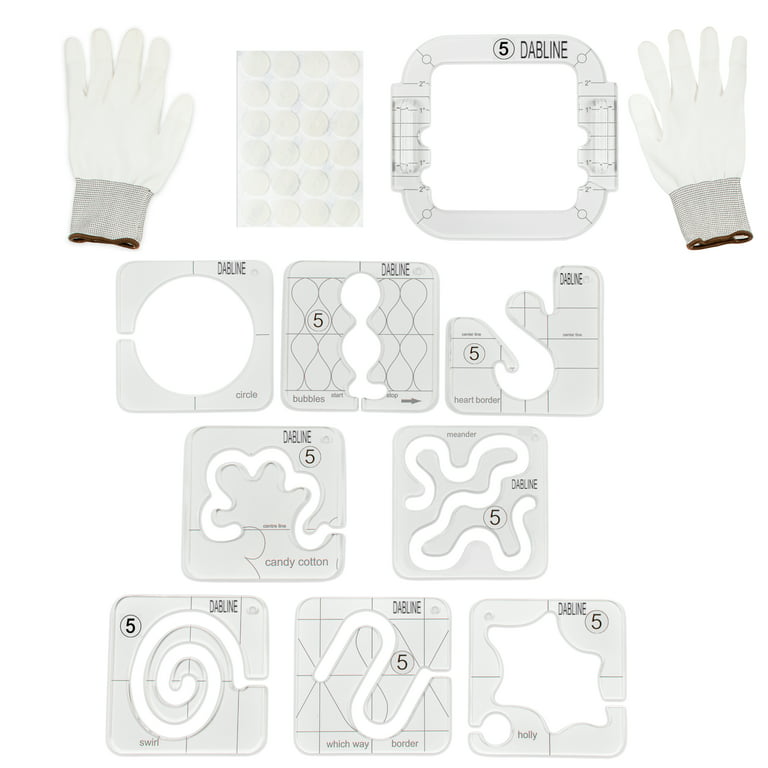 DABLINE 13 PCs Quilting Template Set Includes 8 Quilting Templates,  Quilting Frame, Quilting Gloves, and Quilting Stickers. Free Motion  Quilting