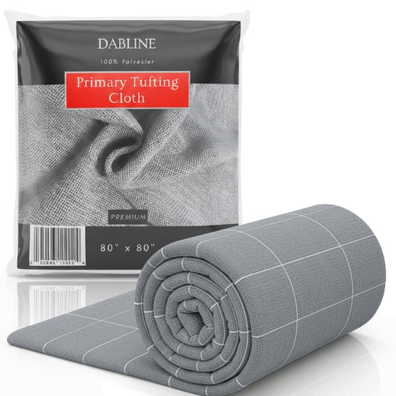 DABLINE 80" x 80" Primary Tufting Cloth with White Grid for Tufting Gun, Beginner-Friendly Gray Monks Cloth for Rug Tufting and Punch Needle Projects, Durable Tufting Fabric that Stays Fit