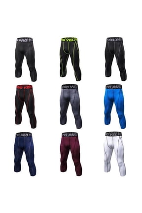 1 Pack Men's 3/4 Compression Pants, Running Workout Tights, Cool Dry Capri Athletic Leggings, Yoga Gym Base Layer