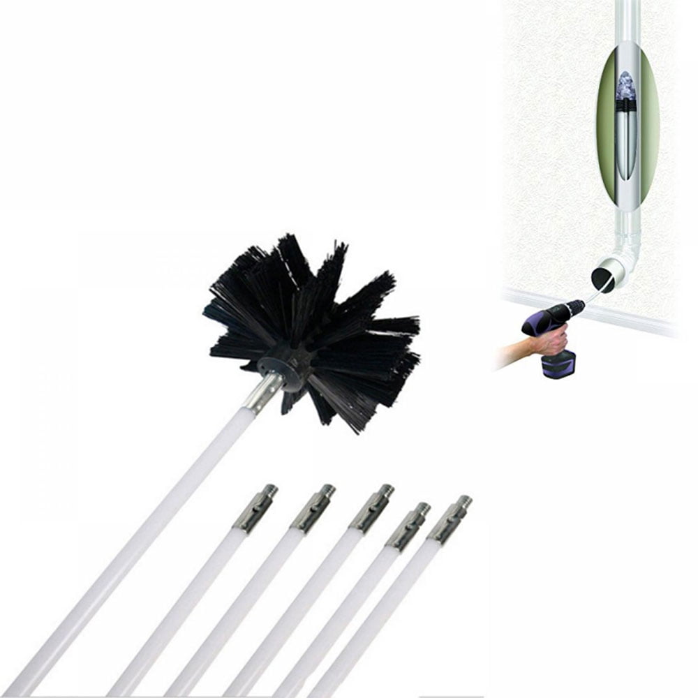 DABOOM 12 Feet Flexible Dryer Vent Brush Cleaning Kit, Chimney Brush Rod kit, Synthetic Brush Head, Lint Remover, 6 Rods and 1 Brush Head