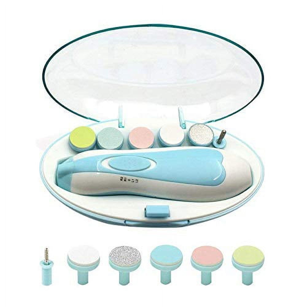 DABOOM Electric Nail File Drill for Baby No Sharp Claws Hurt, 6 in 1 Safety Cutter Trimmer Clipper for Toes and Fingers, Blue