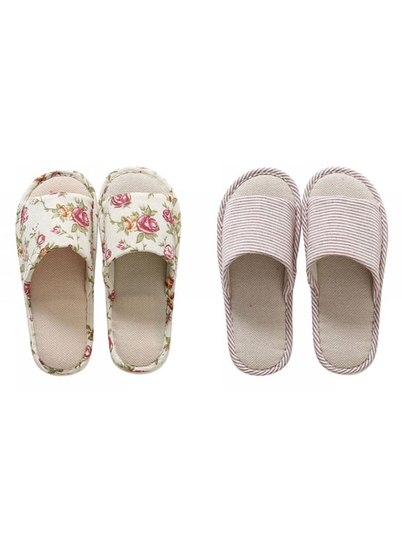Flax Slippers Unisex Linen Summer Beach Shoes Lightweight Skidproof Indoor Slippers Home Breathable Sandals - Size 37-40