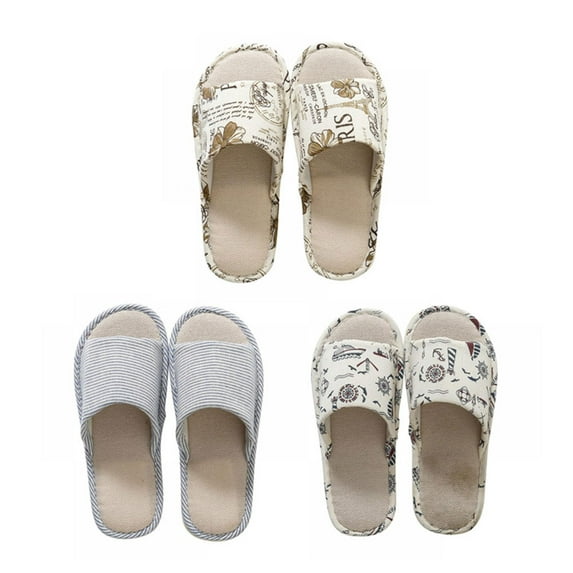 DABOOM Flax Slippers Unisex Linen Summer Beach Shoes Lightweight Skidproof Indoor Slippers Home Breathable Sandals - Size 37-44