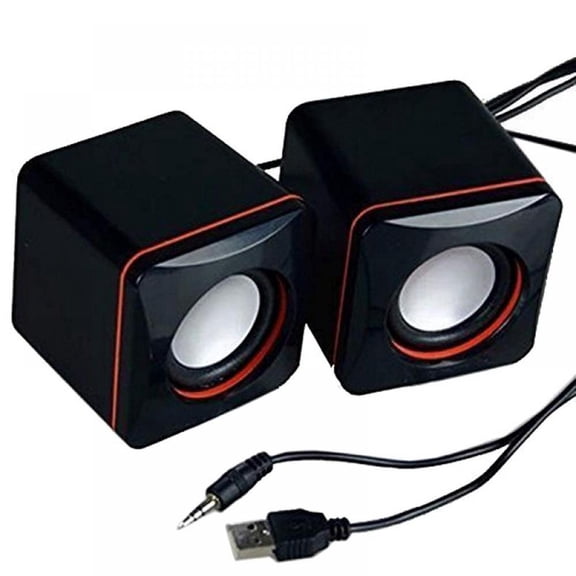 DABOOM Mini Cube Bookshelf Speakers, USB Powered Stereo Speaker, Home Theater Application and Audio Stereo Surround Sound System - 1 Pair - Black