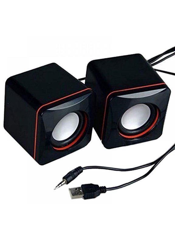 Mini Cube Bookshelf Speakers, USB Powered Stereo Speaker, Home Theater Application and Audio Stereo Surround Sound System - 1 Pair - Black