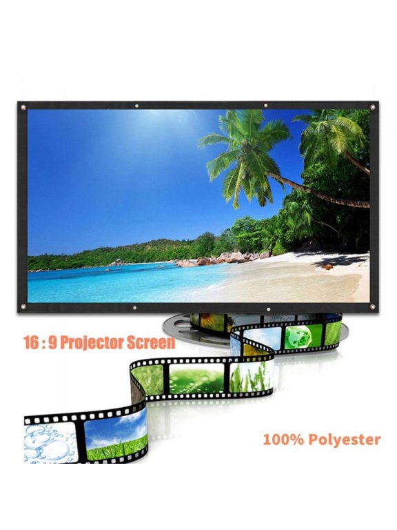 Projector Screen 16:9 HD Foldable Anti-Crease Portable Projection Movies Screen for Home Theater Outdoor Indoor Support Double Sided Projection