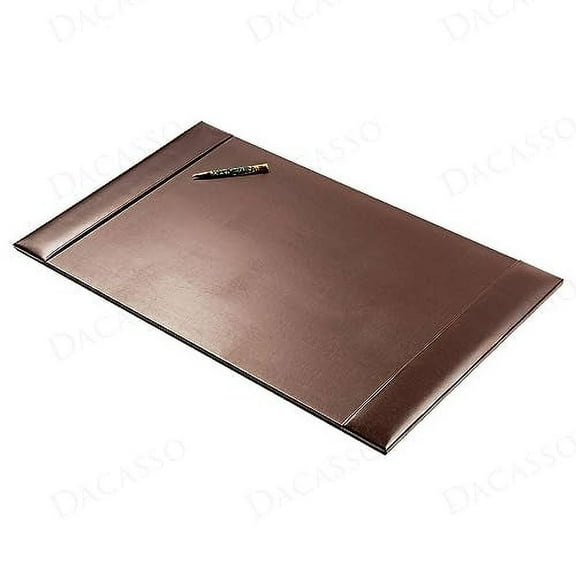 DACASSO Bonded Leather Desk Pad with Side Rails - Luxury Leather Desk Blotter for Writing (30 x 18, Brown)