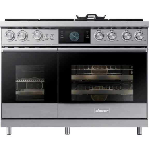 Dacor Dop48c96dl Contemporary 48" Wide 6.6 Cu. Ft. Slide In Dual Fuel Range - Silver