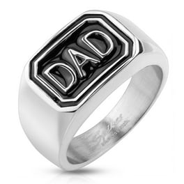 Stainless Steel Black Enamel Dad Money Clip Ring Set - Main Image